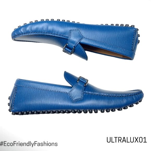 Louis Vuitton Blue Epi Leather Hockenheim Slip On Loafers Size 9 M - Picture 3 of 7